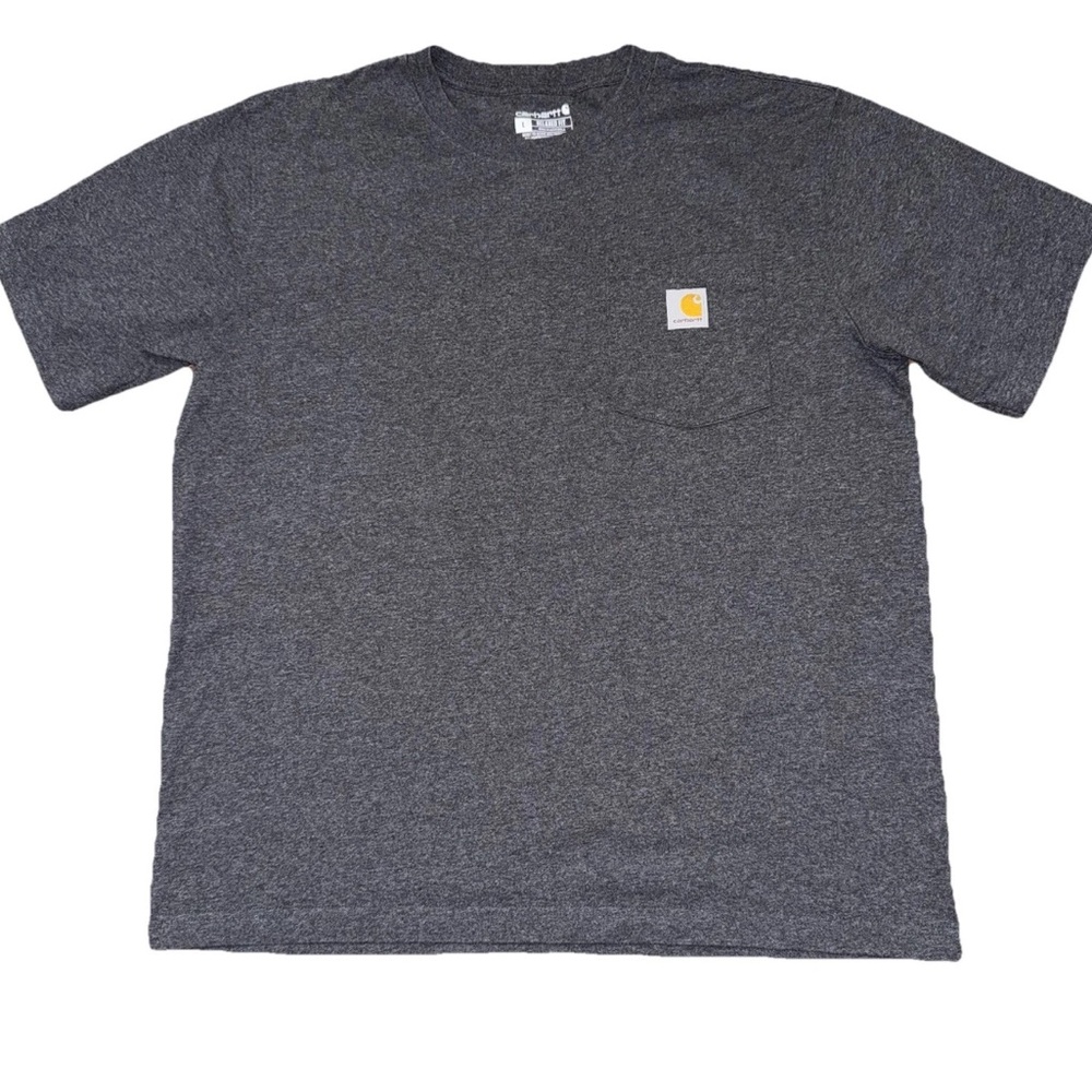 Carhartt Mens L Gray Relaxed Fit T Shirt Tee Pocket Work Durable Heavyweight